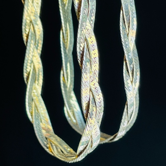 Milor 2 sterling silver & gold multi Braided Herringbone Bracelet set Italy - Picture 9 of 14